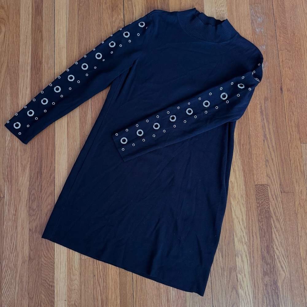 INC International Concepts Black Long Sleeve Sweater Dress M
